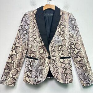 Zara Snakeskin Pattern Blazer Jacket Size Medium